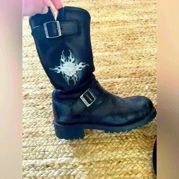 Harley-Davidson Other - Harley Davidson Leather Embroidered Moto Boots Men’s US 9.5 EUR 42.5